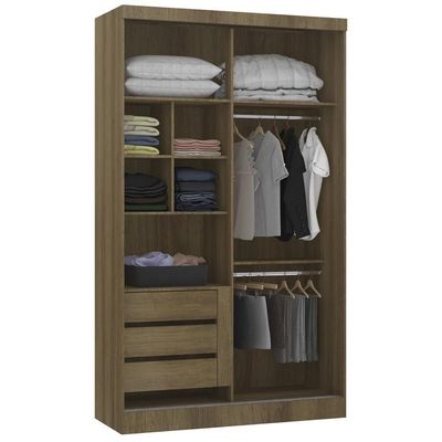Guarda Roupa Solteiro 135cm 2 Portas 3 Gavetas Delphi Avelã/branco L01 - Mpozenato