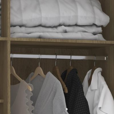 Guarda Roupa Solteiro 135cm 2 Portas 3 Gavetas Delphi Avelã/branco L01 - Mpozenato
