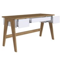 Escrivaninha Retangular Trend Contemporâneo 3 Gavetas MDF Branco