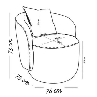 Poltrona Bella Decorativa para Sala e Recepção em Bouclé com Almofada Off White