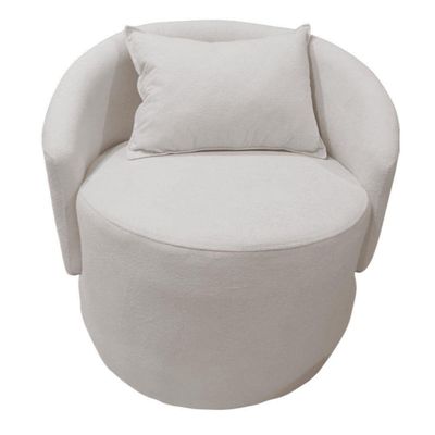 Poltrona Bella Decorativa para Sala e Recepção em Bouclé com Almofada Off White