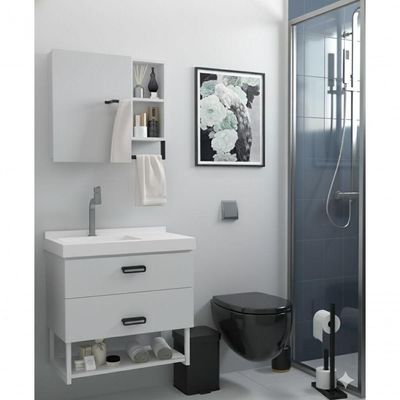 Armário Espelheira para Banheiro Ucrânia 60CM MDF com Porta Espelhada 60CM Branco
