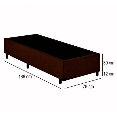 Cama Box Solteiro Suede Mega Cama Marrom 88x188x42cm
