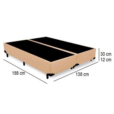 Cama Box Casal Bipartido Sintético Mega Cama Bege 138x188x42cm