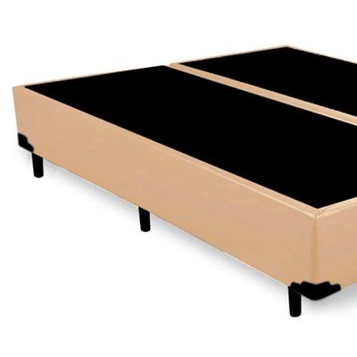 Cama Box Casal Bipartido Sintético Mega Cama Bege 138x188x42cm