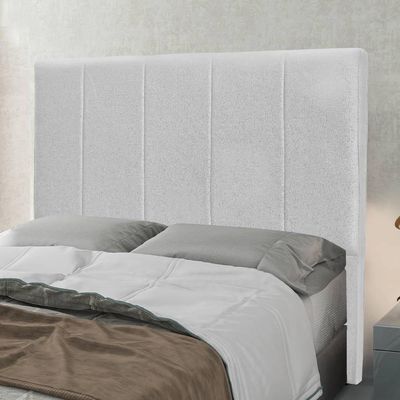 Cabeceira Casal 1,40m Com Design Vertical Bordado Em Tecido Linho Cristal – Lucadi Rústico Grígio