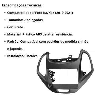 Central Multimídia 2 Din Mp5 Ford Ka-ka+ Câmera Moldura Pt