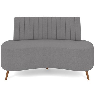 Sofá Chaise Living 2 Lugares 135cm Para Sala Cayman K01 Bouclê Cinza
