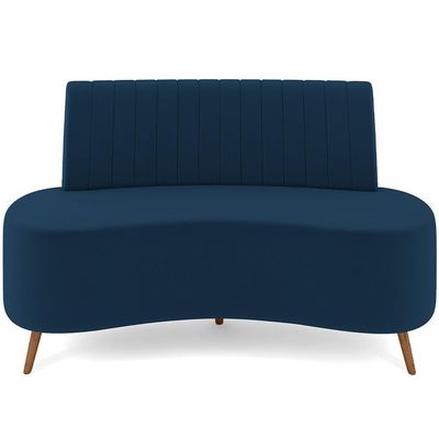 Sofá Chaise Living 2 Lugares 160cm Para Sala Cayman K01 Veludo Azul Marinho