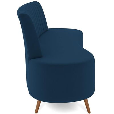 Sofá Chaise Living 2 Lugares 160cm Para Sala Cayman K01 Veludo Azul Marinho