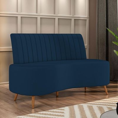Sofá Chaise Living 2 Lugares 160cm Para Sala Cayman K01 Veludo Azul Marinho