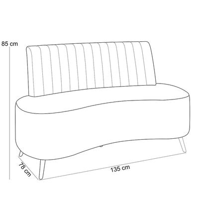 Sofá Chaise Living 2 Lugares 135cm Para Sala Cayman K01 Linho Cinza