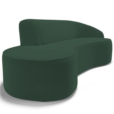 Sofá 4 Lugares Curvo Living Firenze Direito D02 Veludo Verde Musgo 280cm C-303 - Lyam