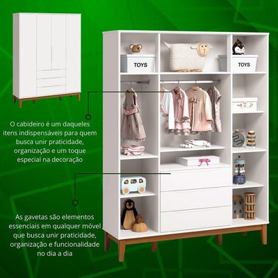 Jogo De Quarto Classic Elfe Sapateira Branco Fosco - Moveisaqui