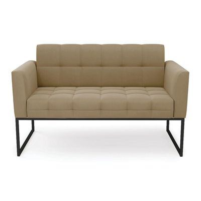 Sofá Namoradeira Elisa Suede Base Metálica Industrial Preto - D'rossi Cor Marrom Rato