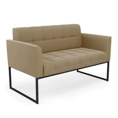 Sofá Namoradeira Elisa Suede Base Metálica Industrial Preto - D'rossi Cor Marrom Rato