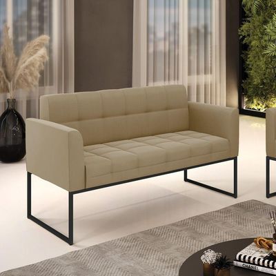 Sofá Namoradeira Elisa Suede Base Metálica Industrial Preto - D'rossi Cor Marrom Rato