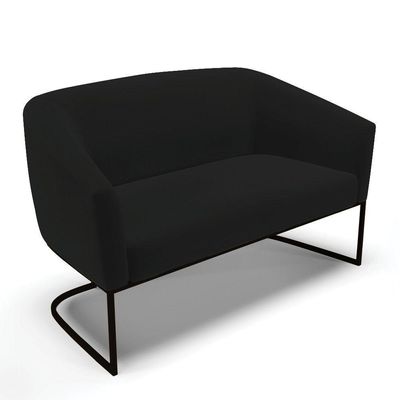 Sofá Namoradeira 2 Lugares Base Industrial Preto Stella Linho D03 - D'rossi Cor A79 Preto