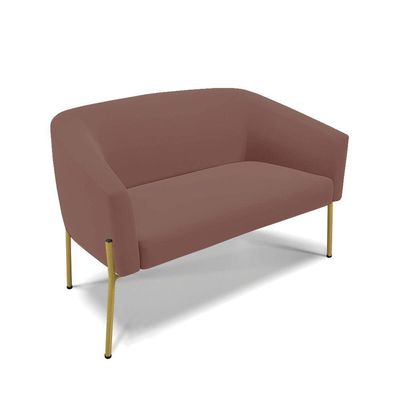 Sofá Namoradeira E 2 Poltronas Pé De Ferro Dourado Stella Veludo D03 - D'rossi Cor Rose