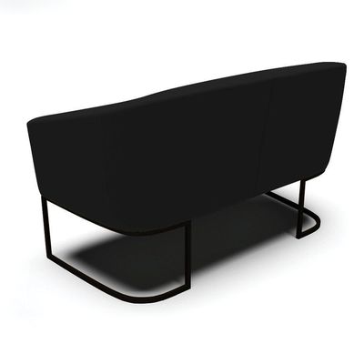 Sofá Namoradeira 2 Lugares Base Industrial Preto Stella Linho D03 - D'rossi Cor A79 Preto