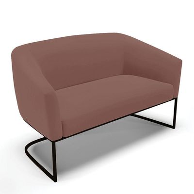 Sofá Namoradeira E Poltrona Base Industrial Preto Stella Veludo D03 - D'rossi Cor Rose