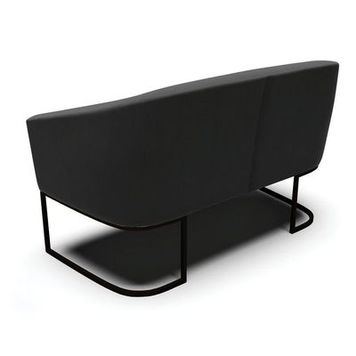 Sofá Namoradeira 2 Lugares Base Industrial Preto Stella Suede D03 - D'rossi Cor Preto