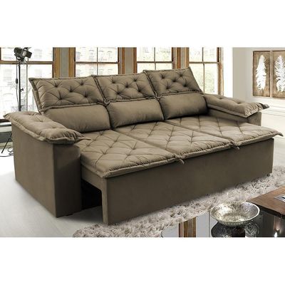 Sofá 3 Lugares Retrátil E Reclinável Cama Inbox Compact