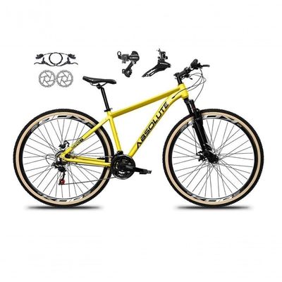 Bicicleta Aro 29 Absolute Nero 5 Alumínio 24v Câmbios Shimano Freio A Disco Hidráulico Mtb Amarelo 15