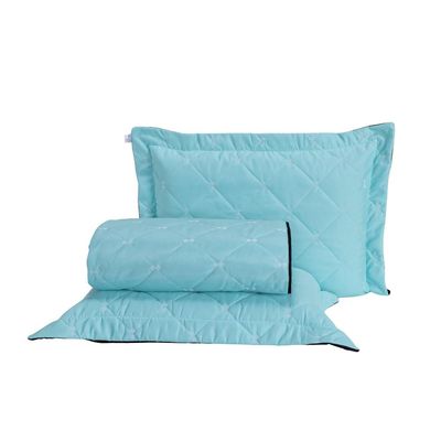 Kit Cobre Leito Dupla Face Casal Queen 3 Peças Bordado Essence Hipercal 400 Fios 100% Poliéster - Verde Tiffany