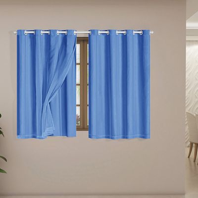 Cortina Blackout Voil Liso 2,00m x 1,40m Voil 100% Poliéster/Forro 100% PVC - Azul
