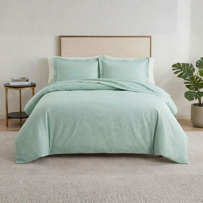 Cobre Leito Colcha King Domus Dupla Face 03 Peças - Verde - 100% Poliéster