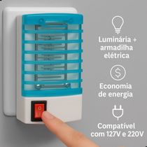 Luminária Elétrica Abajur Noturno Armadilha Mata Mosquito e Insetos 127–220V Cor Sortida