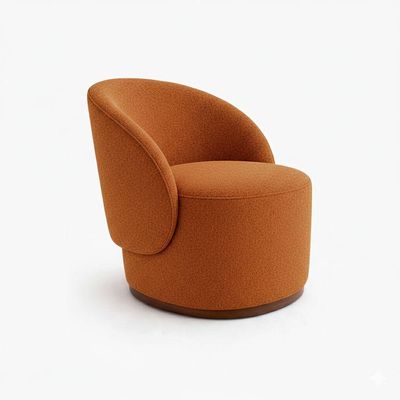 Poltrona Decorativa Premium Orgânica Em Bouclê Italiano Terracota