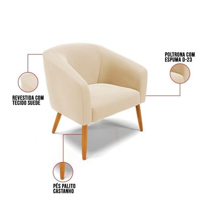 Kit 01 Namoradeira 02 Lugares E 02 Poltronas Suede Bege