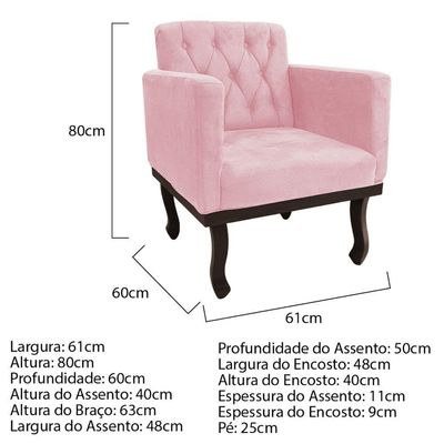 Kit Diva Recamier Diana 140Cm Lado Direito E 02 Poltronas Classic Suede Rosa Bebê