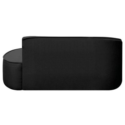 Divã Recamier Curvo Sala De Estar Recepção Marrocos 180cm Lado Direito Linho Preto