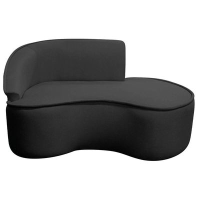 Divã Recamier Curvo Sala De Estar Recepção Marrocos 180cm Lado Direito Linho Preto