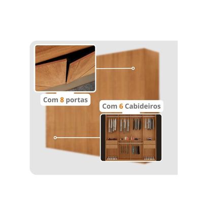Guarda Roupa Casal Alpes Mdf 8 Portas E 4 Gavetas Moderna Naturalle