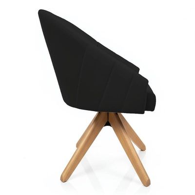 Kit 4 Poltronas Giratórias Alana Veludo Base De Madeira - Pallazio Cor Preto