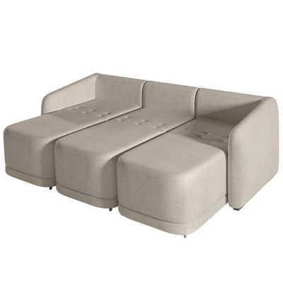 Sofá Cama Casal Para Sala 276cm Polska K04 Bouclê Bege - Mpozenato