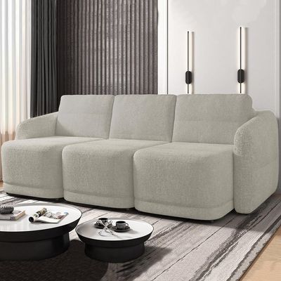Sofá Cama Casal Para Sala 276cm Polska K04 Bouclê Bege - Mpozenato