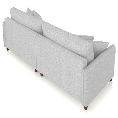 Sofá 2 Lugares Living 172cm Pé Madeira Zoe Linho Cinza Claro Z08 - Mpozenato