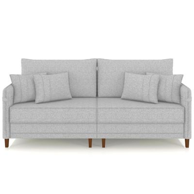 Sofá 2 Lugares Living 172cm Pé Madeira Zoe Linho Cinza Claro Z08 - Mpozenato