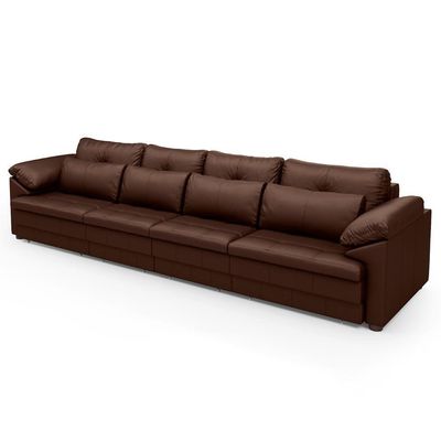 Sofá Retrátil 4 Lugares Para Sala 379cm Dijon Couro Caramelo S07 - Mpozenato