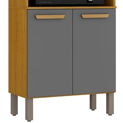 Armário Cozinha Athenas 4 Portas Espaçoso Mobilihouse Cinamomo/cinza Acetinado