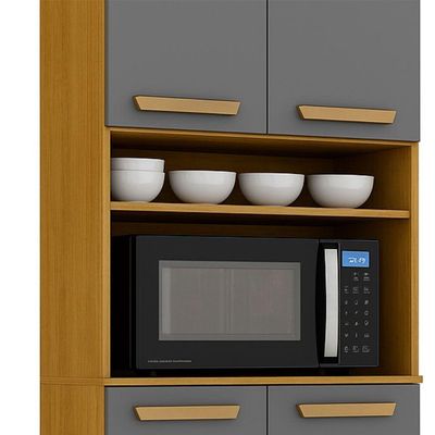 Armário Cozinha Athenas 4 Portas Espaçoso Mobilihouse Cinamomo/cinza Acetinado