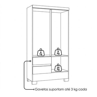 Guarda Roupa Solteiro Coimbra 4 Portas 100 Cm Branco Armoveis