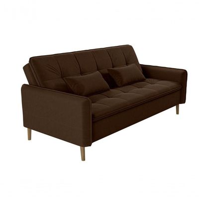 Sofá Cama Casal Reclinável Donna - Veludo Turkey Chocolate