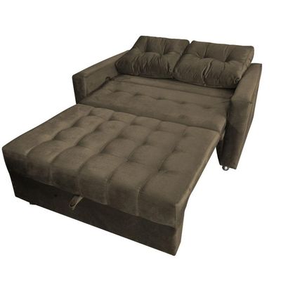Sofá Cama Casal Reclinável Drika - Veludo Turkey Chocolate