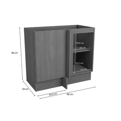 Balcão Cozinha Modulado Vibra T626 Canto Reto C/ 1 Porta S/tampo 98cm Canela Lacca Kappesberg